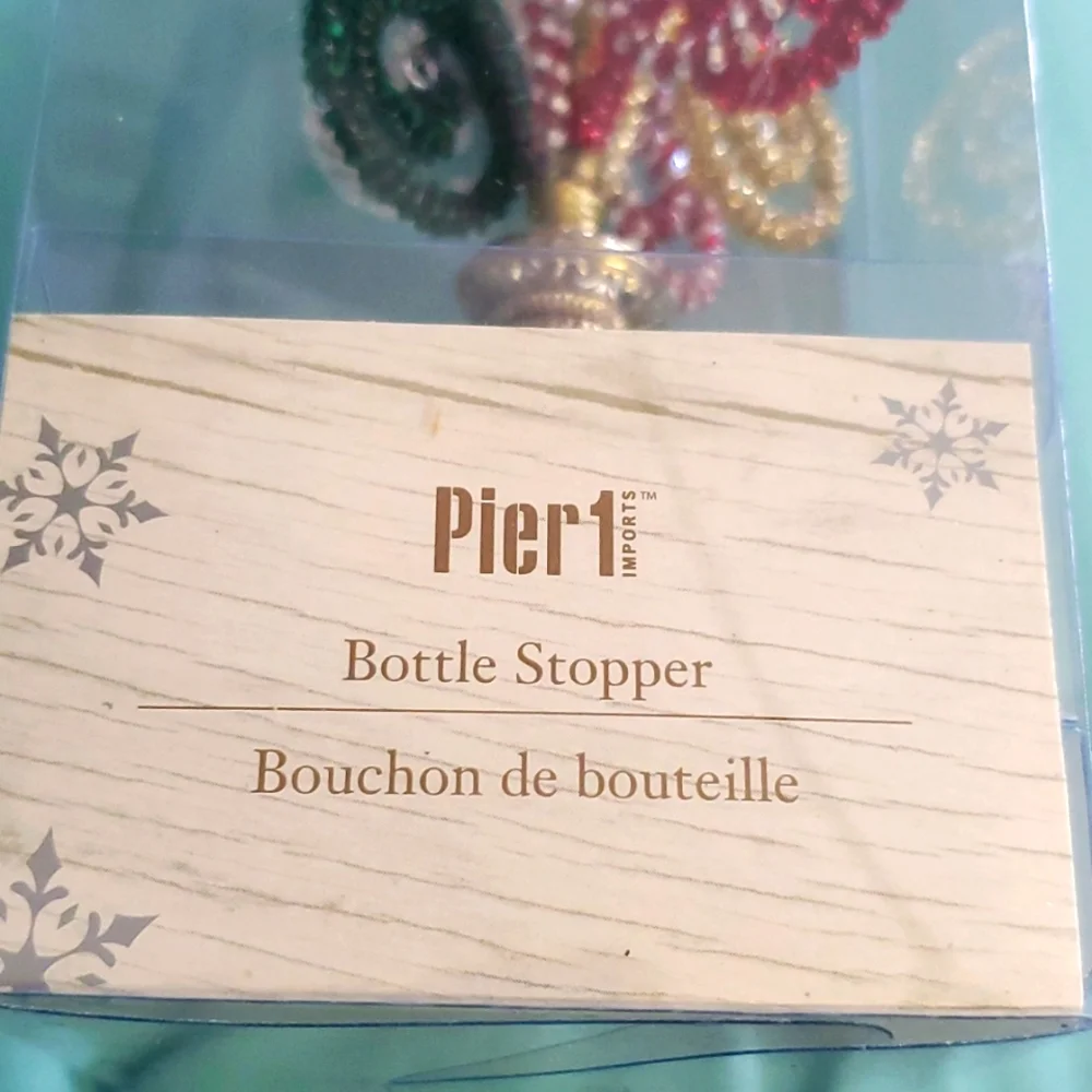 Pier‎ 1 Holiday Swirl Wire Beaded Wine Stopper